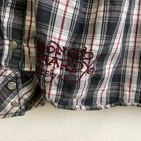 Ed Hardy Mens Shirt 2XL Plaid Multi Long Sleeve Button Up Embroidered Casual Y2K - Picture 11 of 12